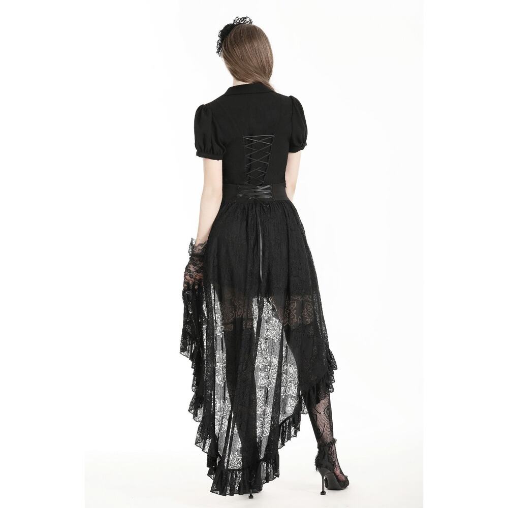 Dark in Love Gothic Victorian Vampire Vkei Black Lace Garter & Buckle Skirt - Picture 10 of 12